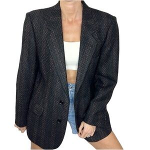 Vintage 100% wool black multi colour tweed blazer 40 R